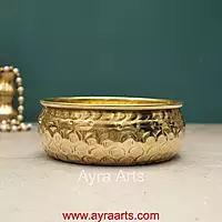 Brass Traditional Decorative Bowl Royal Urli Embossed Design for Home Decor