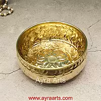 Brass Traditional Decorative Bowl Royal Urli Embossed Design for Home Decor