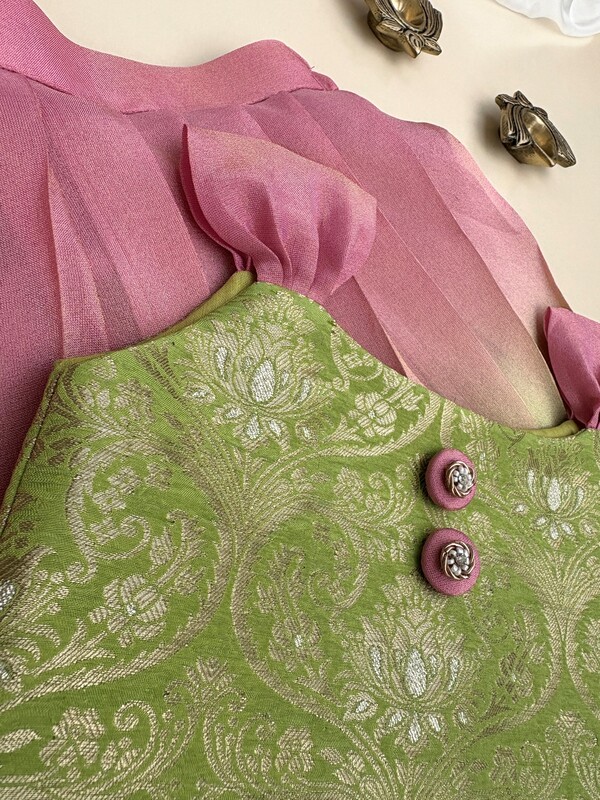 Spring Parrot Brocade-ombré Silk Set