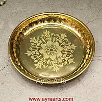 Pure Brass Design Embossed Pooja Plate