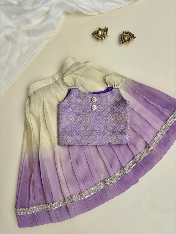 Violet Grace Brocade-ombré Silk Set