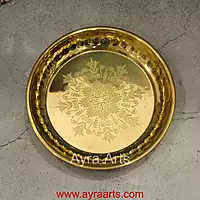 Pure Brass Design Embossed Pooja Plate