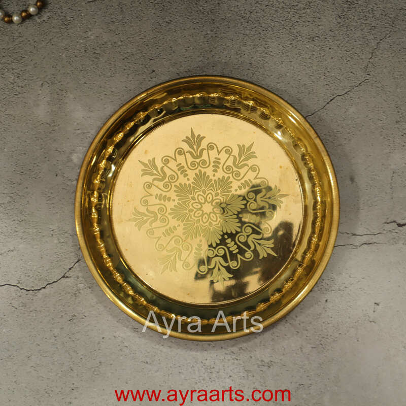 Pure Brass Design Embossed Pooja Plate