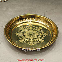 Pure Brass Design Embossed Pooja Plate