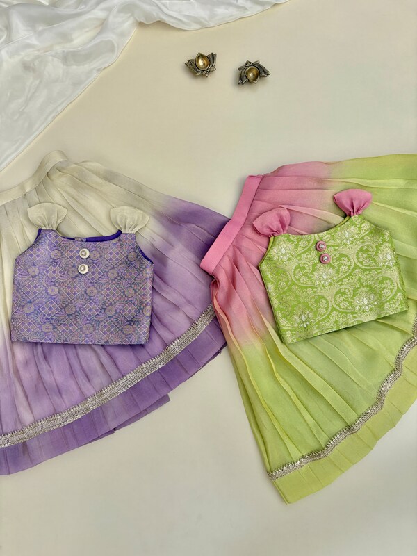 Spring Parrot Brocade-ombré Silk Set