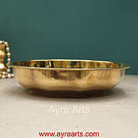 Pure Brass Design Embossed Pooja Plate - 9 Inch Length