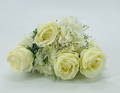 Rose & Hydrangea Bunch Tall - Ivory