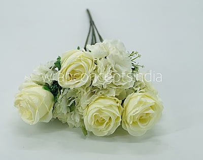 Rose & Hydrangea Bunch Tall - Ivory