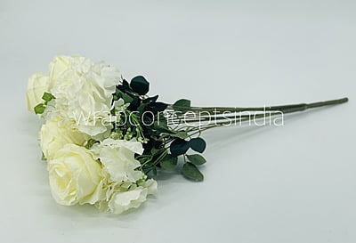 Rose & Hydrangea Bunch Tall - Ivory