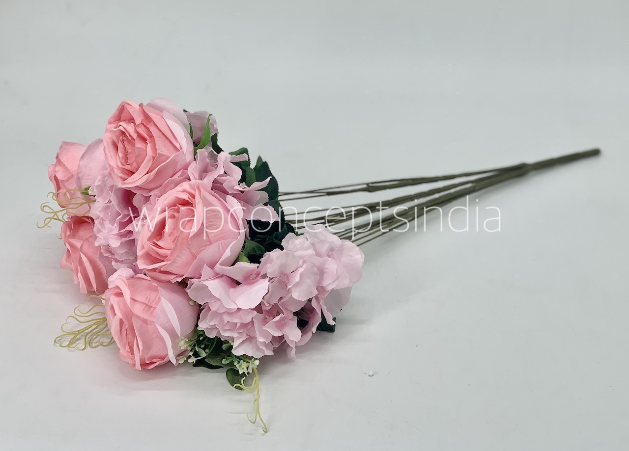 Rose & Hydrangea Bunch Tall - Ivory