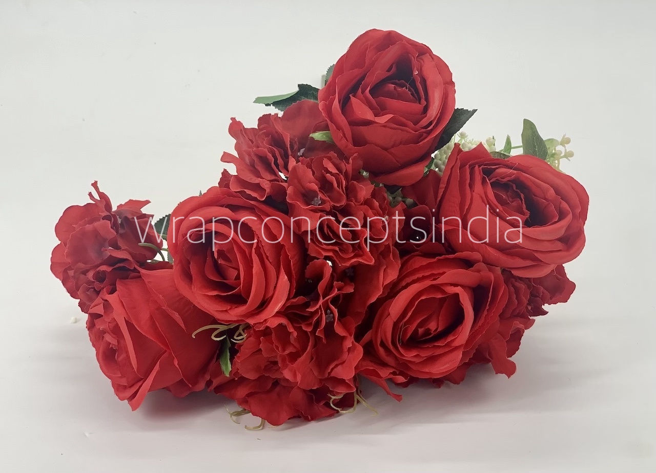 Rose & Hydrangea Bunch Tall - Ivory