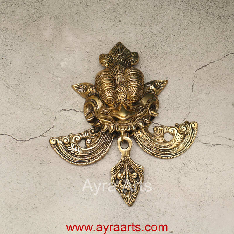 Brass Yali Wall Hanging - 8 inch Height | Intricate Brass Artwork for Wall Decor