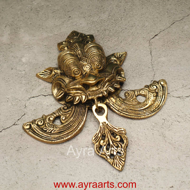 Brass Yali Wall Hanging - 8 inch Height | Intricate Brass Artwork for Wall Decor