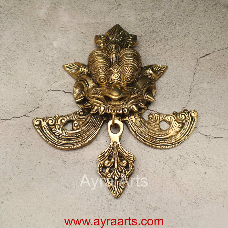 Brass Yali Wall Hanging - 8 inch Height | Intricate Brass Artwork for Wall Decor