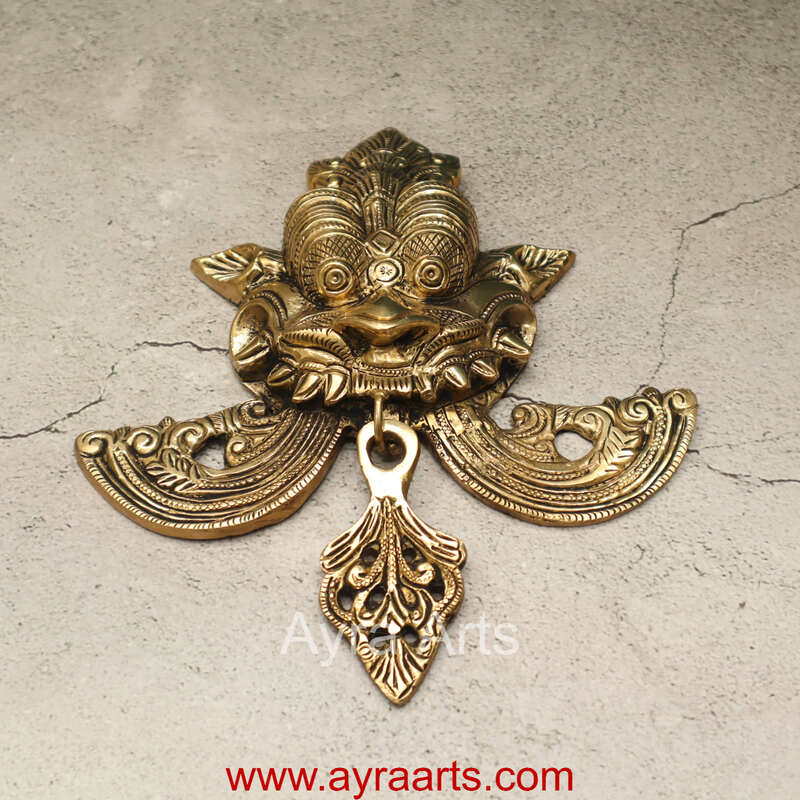 Brass Yali Wall Hanging - 8 inch Height | Intricate Brass Artwork for Wall Decor