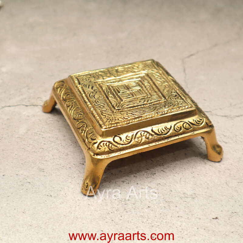 Brass Swasthik Chowki - 4.5 Inch Height