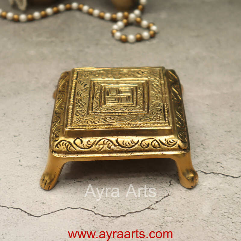 Brass Swasthik Chowki - 4.5 Inch Height