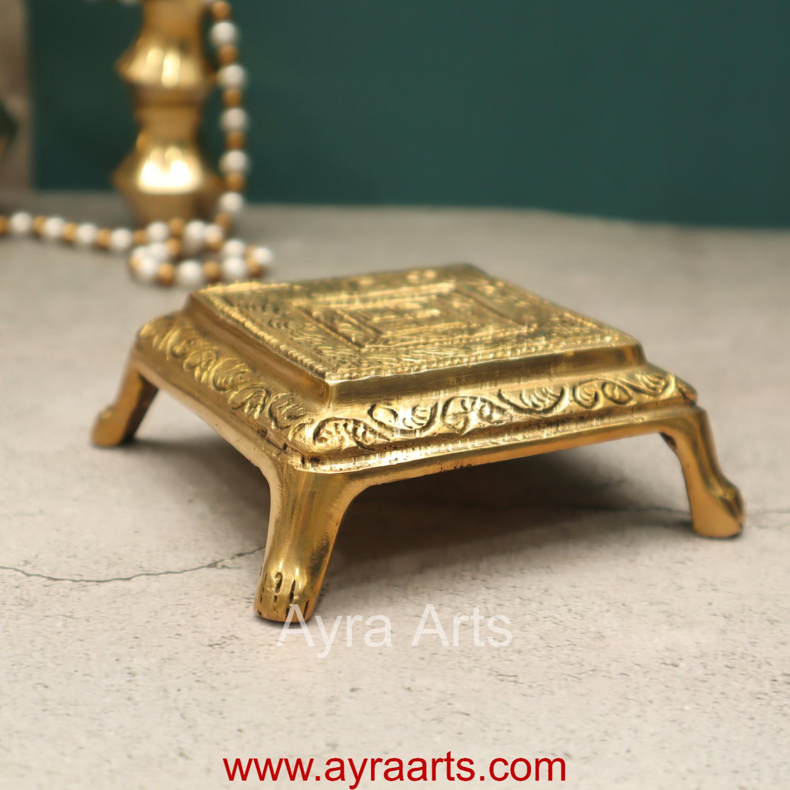 Brass Swasthik Chowki - 4.5 Inch Height