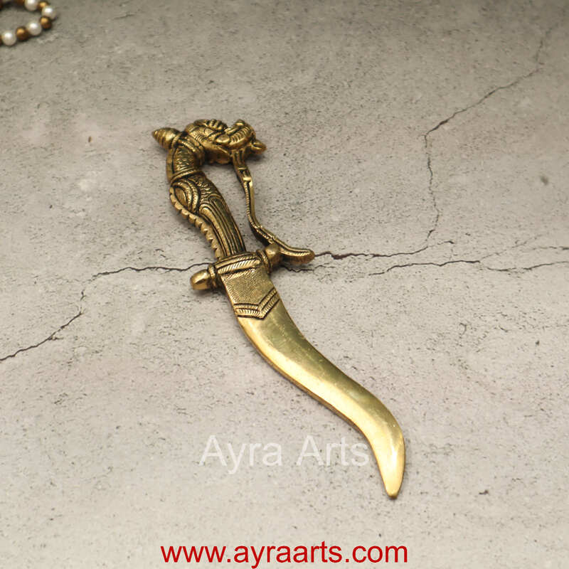 Pure Brass Sword Talwar Showpiece - 9 Inch Length