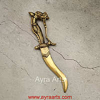 Pure Brass Sword Talwar Showpiece - 9 Inch Length