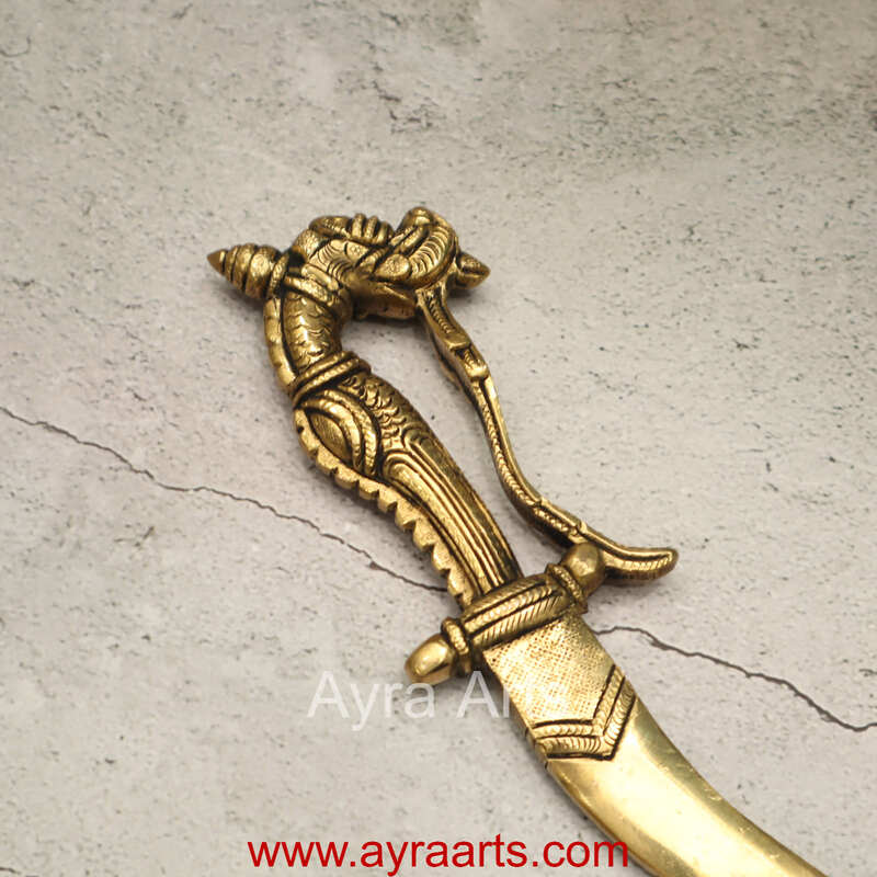 Pure Brass Sword Talwar Showpiece - 9 Inch Length