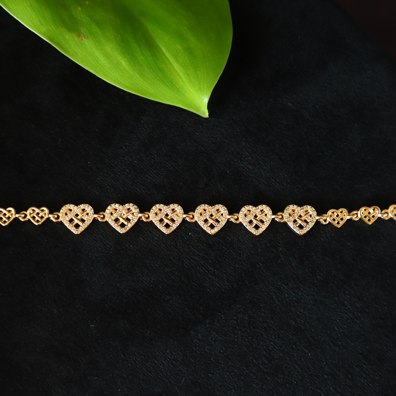 Trendy heart cross type rose gold bracelet
