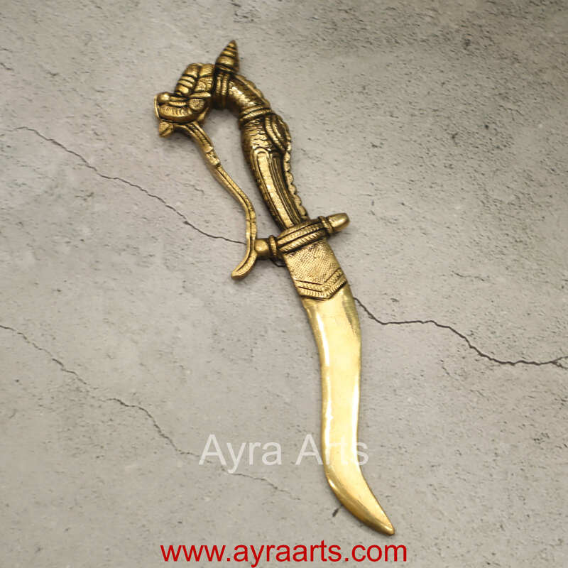 Pure Brass Sword Talwar Showpiece - 9 Inch Length