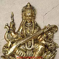 Pure Brass Lotus Saraswati Wall Hanging Frame - 10 Inch Height
