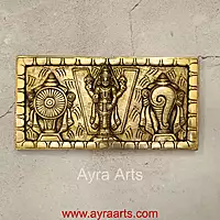 Brass Tirupati Balaji Shankh Chakra Namah Wall Hanging - 5 Inch Height