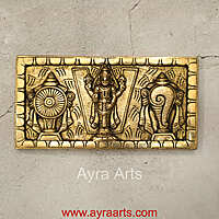 Brass Tirupati Balaji Shankh Chakra Namah Wall Hanging - 5 Inch Height