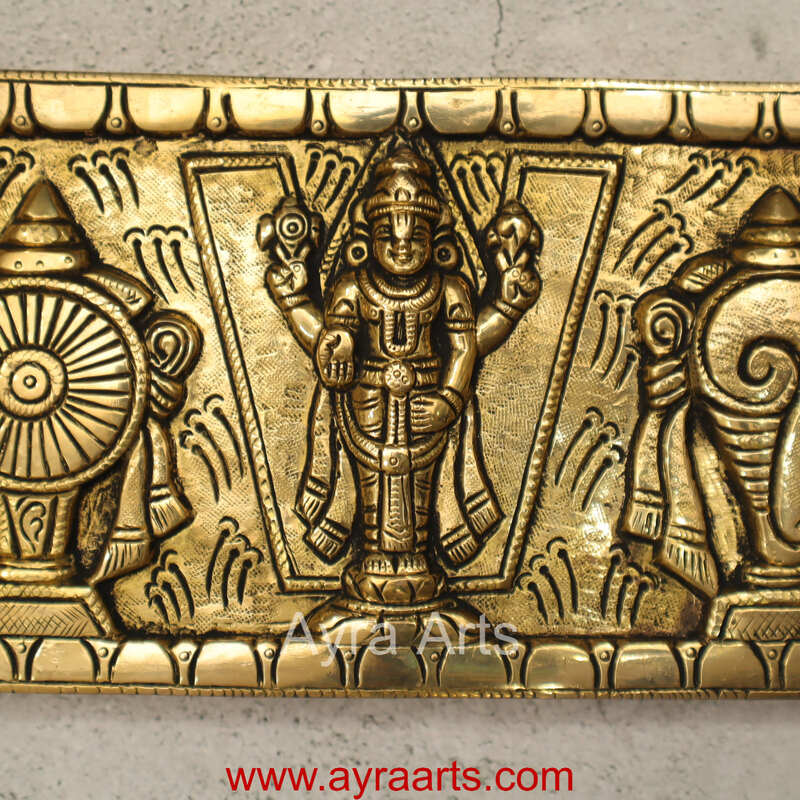 Brass Tirupati Balaji Shankh Chakra Namah Wall Hanging - 5 Inch Height