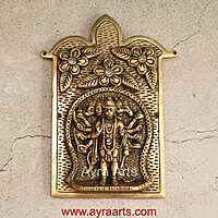 Brass Shri Panchmukhi Hanuman Ji Wall Hanging Frame - 9 Inch Height