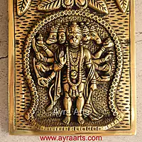 Brass Shri Panchmukhi Hanuman Ji Wall Hanging Frame - 9 Inch Height