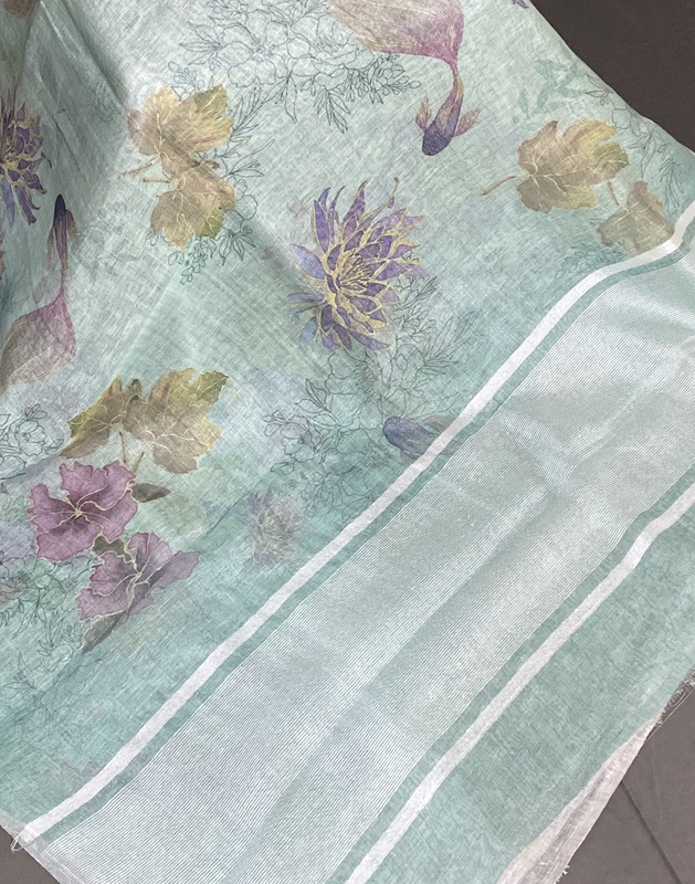 Rishika – The Linen Saree in Floral Design 18674