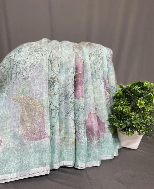 Rishika – The Linen Saree in Floral Design 18674