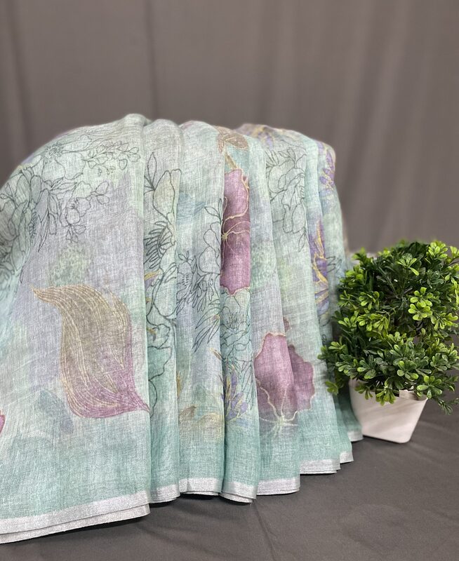 Rishika – The Linen Saree in Floral Design 18674