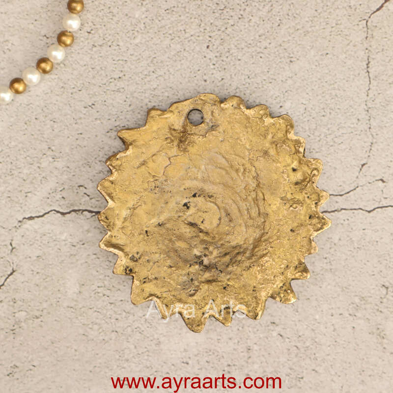 Brass Surya (Sun) Face Wall Hanging Vastu Figurine Surya Positivity Home Entrance Door Office Decor - 4 Inch Height