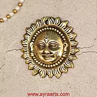Brass Surya (Sun) Face Wall Hanging Vastu Figurine Surya Positivity Home Entrance Door Office Decor - 4 Inch Height
