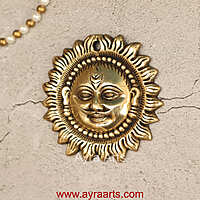 Brass Surya (Sun) Face Wall Hanging Vastu Figurine Surya Positivity Home Entrance Door Office Decor - 4 Inch Height