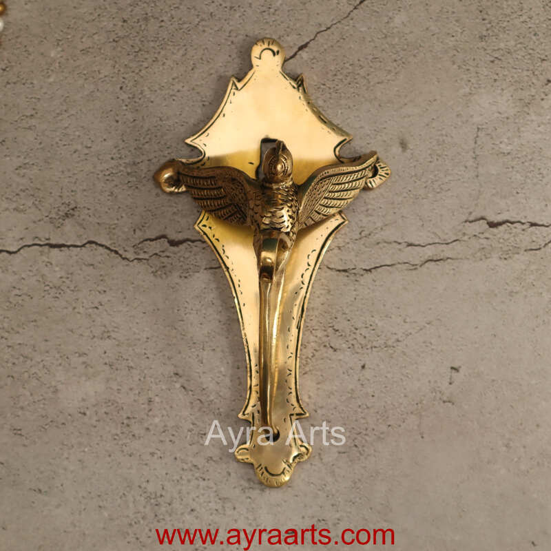 Traditional Handcrafted Bird design Brass Wall Hanger Bracket for Diya’s and Lantern - 8 Inch Height