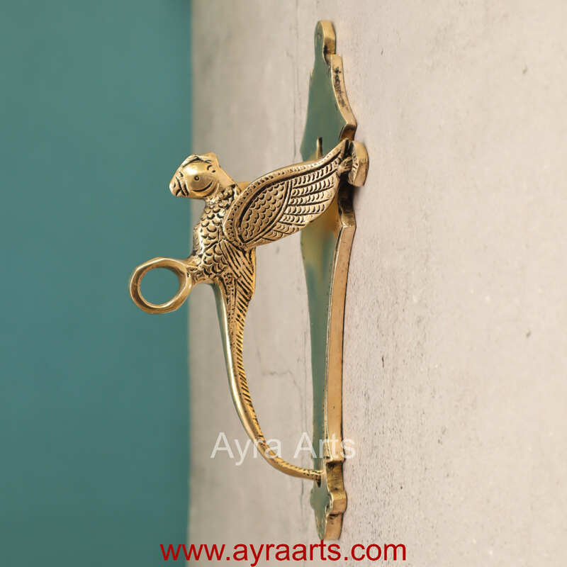 Traditional Handcrafted Bird design Brass Wall Hanger Bracket for Diya’s and Lantern - 8 Inch Height