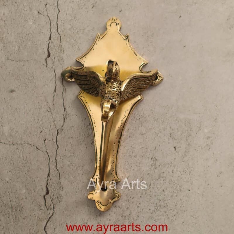 Traditional Handcrafted Bird design Brass Wall Hanger Bracket for Diya’s and Lantern - 8 Inch Height