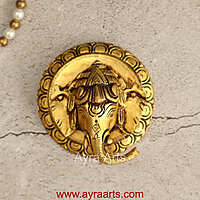 Unique Design Brass Ganesha Wall Hanging - 4 inch Height
