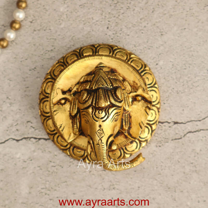 Unique Design Brass Ganesha Wall Hanging - 4 inch Height