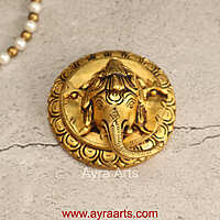 Unique Design Brass Ganesha Wall Hanging - 4 inch Height