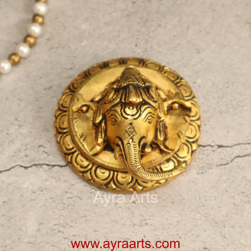 Unique Design Brass Ganesha Wall Hanging - 4 inch Height