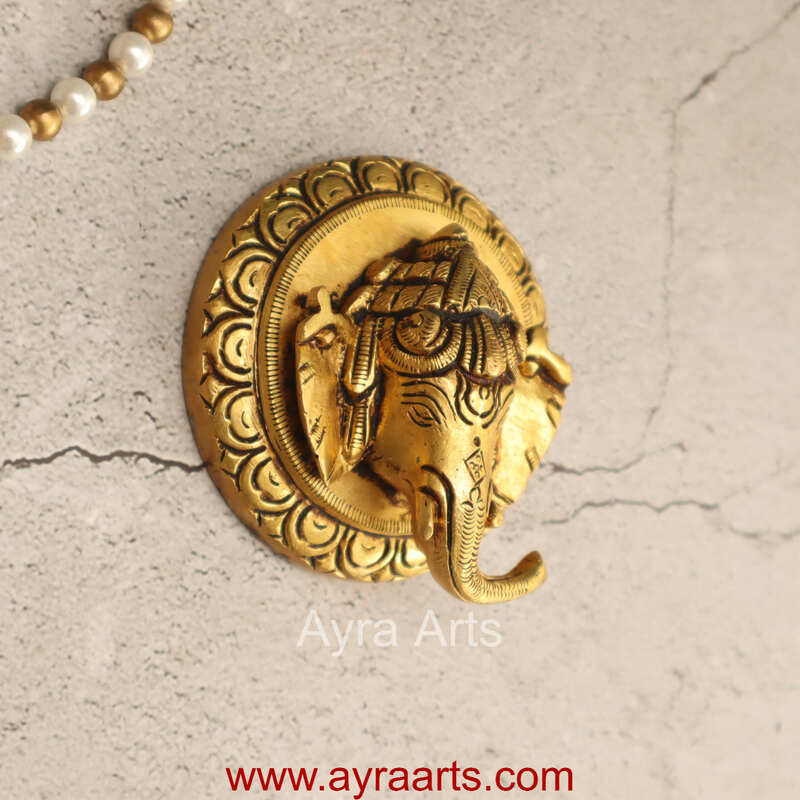 Unique Design Brass Ganesha Wall Hanging - 4 inch Height