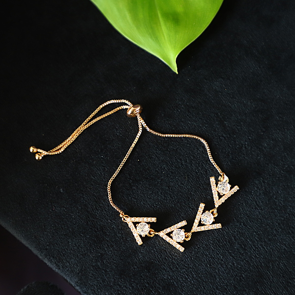 rose gold chain braclet - heart shaped with AD stones