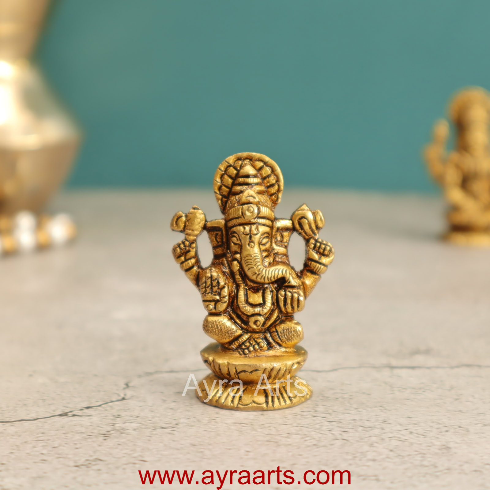 Elegant Brass Ganesha Idol - 2 Inch Height