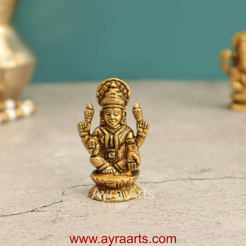 Elegant Brass Lakshmi Idol - 2 Inch Height
